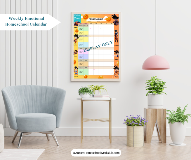 *** PDF  ONLY - Weekly Emotional Homeschool Calendar Template - Anime Themed ***