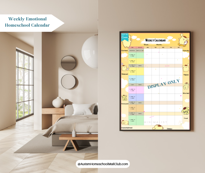 *** PDF  ONLY - Weekly Emotional Homeschool Calendar Template - Anime Themed ***