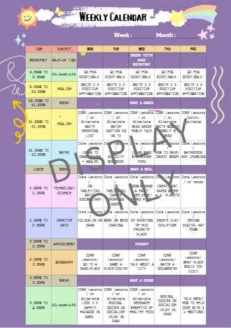 *** PDF  ONLY - Weekly Emotional Homeschool Calendar Template - Anime Themed ***